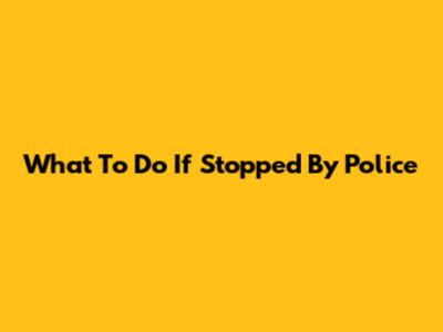 What To Do If Stopped By Police