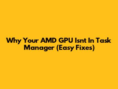 Why Your AMD GPU Isn't In Task Manager (Easy Fixes)