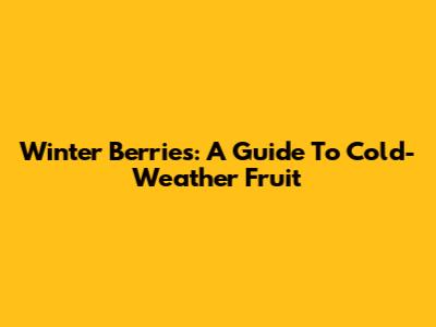 Winter Berries: A Guide To Cold-Weather Fruit