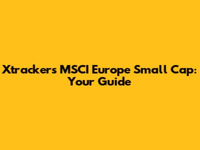 Xtrackers MSCI Europe Small Cap: Your Guide