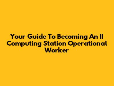 Your Guide To Becoming An II Computing Station Operational Worker