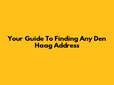 Your Guide To Finding Any Den Haag Address